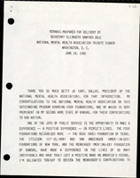 Remarks Prepared for Delivery by Secretary of Transportation Elizabeth Hanford Dole at the National Mental Health Association Tribute Dinner