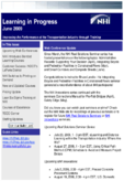 Learning in Progress Improving the Performance of the Transportation Industry Through Training  June 2009