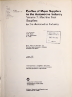 Profiles of Major Suppliers to the Automotive Industry Vol 7 Machine Tool Suppliers to the Automotive Industry