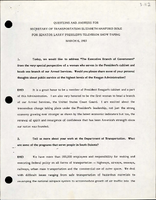 Questions and Answers for Secretary of Transportation Elizabeth Hanford Dole for Senator Larry Presslers Television Show Taping