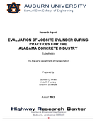 Evaluation of Jobsite Cylinder Curing Practices for the Alabama Concrete Industry