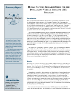 Human factors research needs for the Intelligent Vehicle Initiative IVI program  summary report