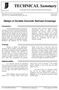 Design of Durable Concrete Railroad Crossings Technical Summary