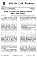 Initial Study for CostEffectiveness of JointCrack Sealing Technical Summary