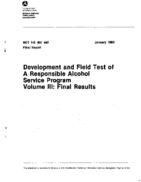 Development and Field Test of a Responsible Alcohol Service Program Volume 3 Final Results
