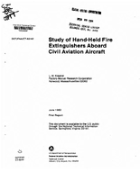 Study of HandHeld Fire Extinguishers Aboard Civil Aviation Aircraft