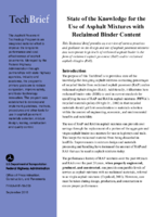 State of the Knowledge for Use of Asphalt Mixtures with Reclaimed Binder Content  techbrief
