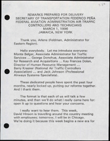 Secretary of Transportation Federico Pena Speeches March 1996