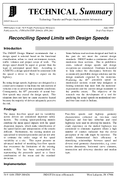 Reconciling Speed Limits With Design Speeds Technical Summary