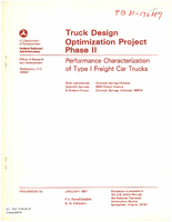 Truck Design Optimization Project Phase II Performance Characterization for Type I Freight Car Trucks