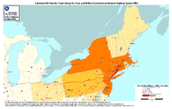 Estimated FAF Flow for Trucks Going To From and Within Connecticut on National Highway System 2050
