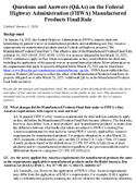 Questions and Answers QAs on the Federal Highway Administration FHWA Manufactured Products Final Rule
