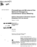 Proceedings and Minutes of the National Interagency Coordination Group Meeting  National Atmospheric Electricity Hazards Protection Plan for Aircraft