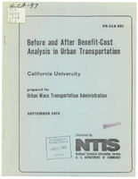 Before and After BenefitCost Analysis in Urban Transportation