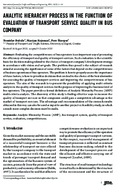 Analytic Hierarchy Process in the Function of Evaluation of Transport Service Quality in Bus Company