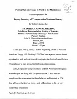 Deputy Secretary of Transportation Mortimer Downey Speeches May 2000