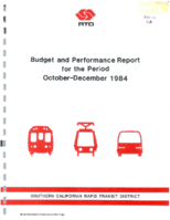 Budget and Performance Report for the Period October  December 1984 Second Quarter Fiscal Year 1985