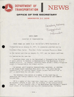 Secretary of Transportation Brock Adams Biographical Information
