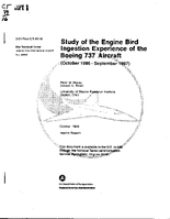 A Study of the Engine Bird Ingestion Experience of the Boeing737 Aircraft October 1986  September 1987