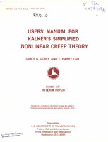 Users Manual for Kalkers Simplified Nonlinear Creep Theory