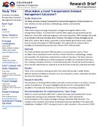 What Makes a Good Transportation Demand Management Calculator Research Brief