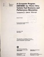 A computer program HEVSIM for heavy duty vehicle fuel economy and performance simulation  Volume II Users Manual