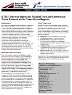 07037 Develop Models for Freight Flows and Commercial Travel Patterns within Texas Urban Regions Brief