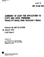 Summary of ASAP Results for Application to State and Local Programs Volume III Training Guide Instructors Manual
