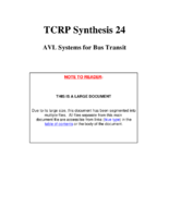 AVL systems for bus transit  a synthesis of transit practice