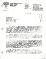 Letter to Brian Clymer From Jack R Gilstrap Executive Vice President American Public Transit Association