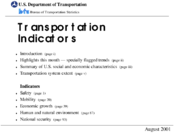Transportation Indicators August 2001