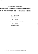 Verification of MICNOISE computer program for the prediction of highway noise