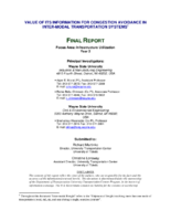 Value of Its Information for Congestion Avoidance in InterModal Transportation Systems Final Report Focus AreaInfrastructure Utilization Year 2