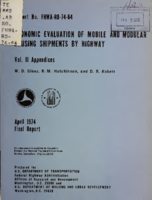 Economic Evaluation of Mobile and Modular Housing Shipments by Highway Vol II Appendices