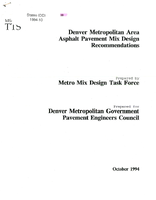 Denver Metropolitan Area Asphalt Pavement Mix Design Recommendations