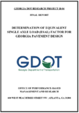 Determination of Equivalent Single Axle Load ESAL Factor for Georgia Pavement Design