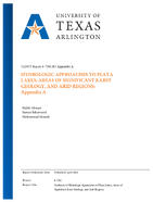Hydrologic Approaches to Playa Lakes Areas of Significant Karst Geology and Arid Regions Appendix A