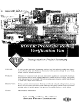 ROVER  prototype roving verification van  transportation project summary