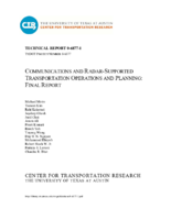 Communications and radarsupported transportation operations and planning  final report