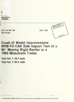 Crash III model improvements  MRBtocar side impact test of a 90 moving rigid barrier to a 1983 Mitsubishi Tredia  test no 1 167 mph test no 2 335 mph