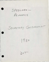 Inventory of Speeches by Neil Goldschmidt 1980