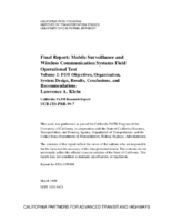 Final Report Mobile Surveillance and Wireless Communication Systems Field Operational Test Volume 2 FOT Objectives Organization System Design Results Conclusions and Recommendations