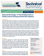 Balanced Mix Design a 1Year Reality Check on Quality Control Testing and State DOT Adoption Technical Summary