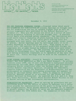 Office of Safety News Highlights December 8 1972