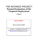The ADVANCE project  formal evaluation of the targeted deployment Volume 1