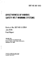 Effectiveness of Various Safety Belt Warning Systems