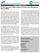 Determine Effectiveness of Construction Management Plans CMPs Project Summary Report