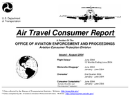 Air Travel Consumer Report August 2004
