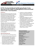 Develop Guidebook for Managing System Costs Operational and Capital Cost Management at Rural and Small Urban Public Transit Systems Project Summary Report