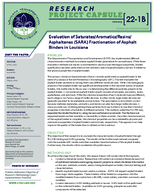 Evaluation of SaturatesAromaticsResinsAsphaltenes SARA Fractionation of Asphalt Binders in Louisiana  Research Project Capsule 221B